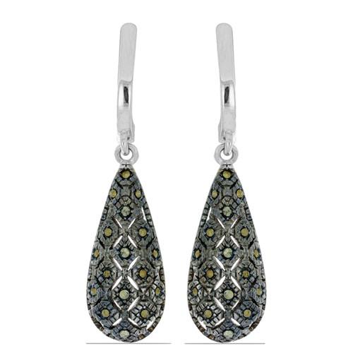 BUY 925 SILVER NATURAL AUSTRIAN MARCASITE GEMSTONE  EARRINGS